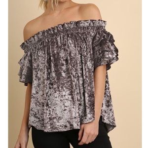 Off the shoulder velvet top